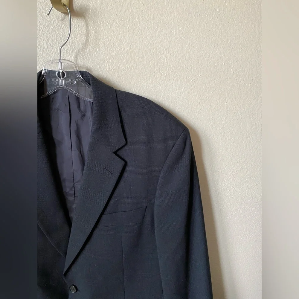 Hugo Boss Men’s Blazer Charcoal Plaid Size 40R Wool Blend Galilei Sigma